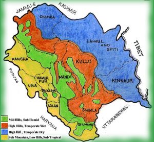 Geographical location of Himachal Pradesh